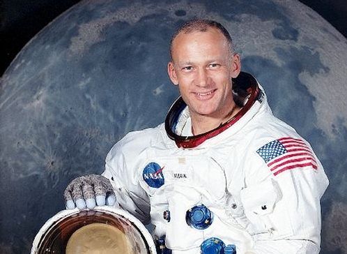 Buzz Aldrin in spacesuit